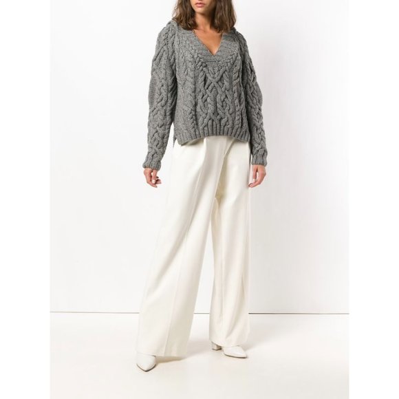 PARTOW MELANGE CABLE KNIT HOODED SWEATER IN GREY - Picture 8 of 8